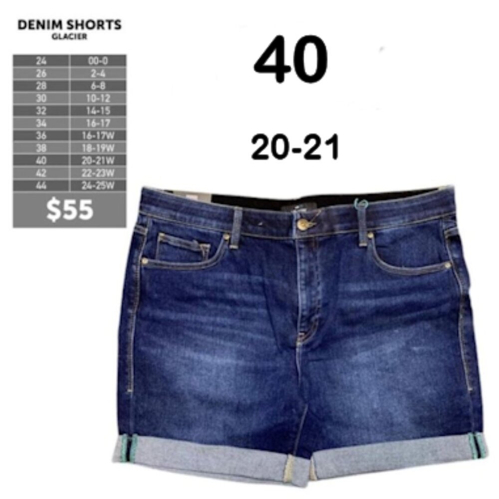 Lularoe Boyfriend Denim Shorts | Glacier | Size 40 / 20W | Blue | NWT